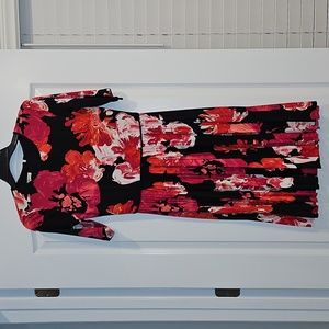 Maggy London Floral Black, Red White, and Pink Women's Dress. Women's Size 4